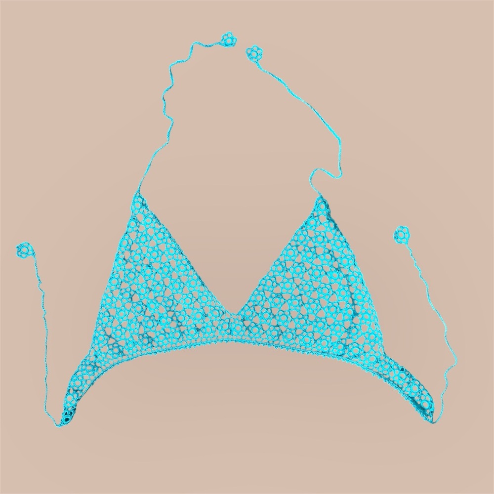 Handmade Blue Crochet Bikini Top